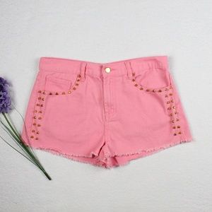 Pink Gold Studded High waisted Cut Off Shorts